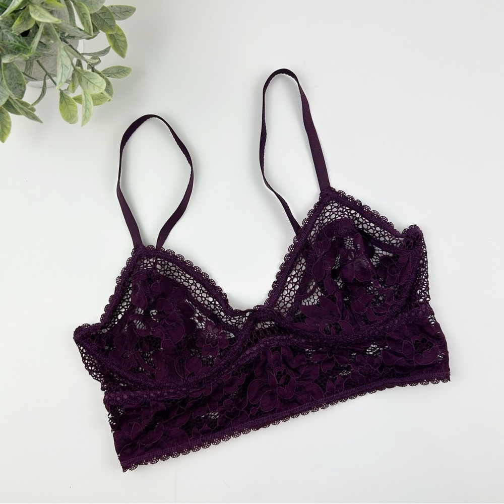 else Lace Floral Bralette in Deep Plum